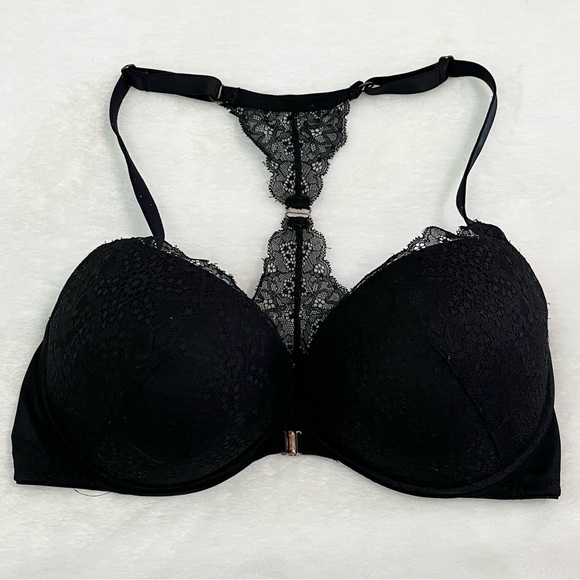 PINK Victoria’s Secret Black Lace Racerback Push-up Bra - Picture 2 of 8